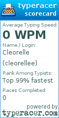 Scorecard for user cleorellee