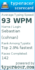 Scorecard for user cohnan