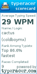 Scorecard for user coldboymx