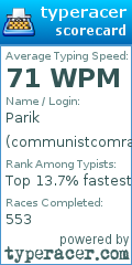 Scorecard for user communistcomradepv