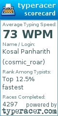 Scorecard for user cosmic_roar