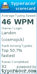Scorecard for user cosmojick