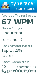 Scorecard for user cthulhu_j