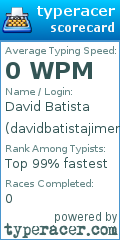 Scorecard for user davidbatistajimene
