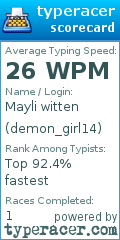 Scorecard for user demon_girl14