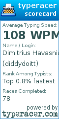 Scorecard for user diddydoitt