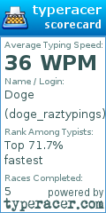 Scorecard for user doge_raztypings