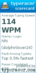 Scorecard for user dolphinlover24