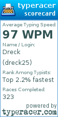 Scorecard for user dreck25