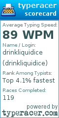 Scorecard for user drinkliquidice