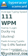 Scorecard for user ducknq