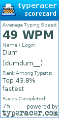 Scorecard for user dumdum__