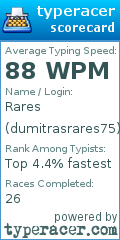 Scorecard for user dumitrasrares75