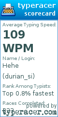 Scorecard for user durian_si