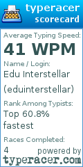 Scorecard for user eduinterstellar