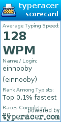 Scorecard for user einnooby