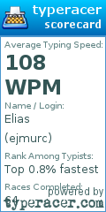 Scorecard for user ejmurc