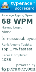 Scorecard for user emessdoubleyou
