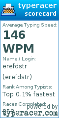 Scorecard for user erefdstr