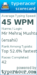 Scorecard for user ersahii