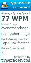 Scorecard for user everywherebagel