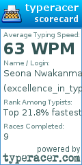 Scorecard for user excellence_in_typing