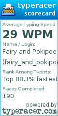 Scorecard for user fairy_and_pokipoe