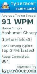 Scorecard for user fantomdelex3