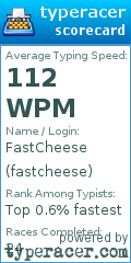 Scorecard for user fastcheese