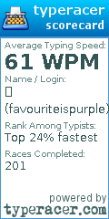 Scorecard for user favouriteispurple