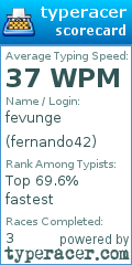 Scorecard for user fernando42