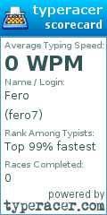 Scorecard for user fero7