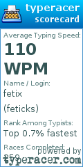 Scorecard for user feticks