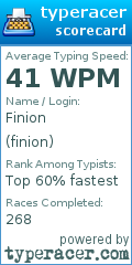 Scorecard for user finion