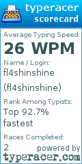 Scorecard for user fl4shinshine