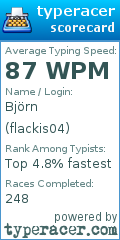 Scorecard for user flackis04