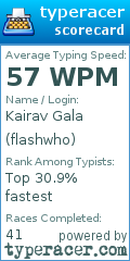 Scorecard for user flashwho