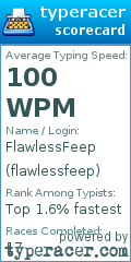 Scorecard for user flawlessfeep