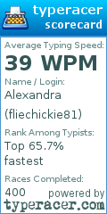Scorecard for user fliechickie81