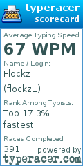 Scorecard for user flockz1