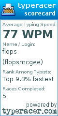 Scorecard for user flopsmcgee