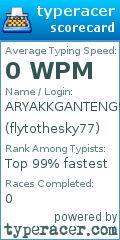 Scorecard for user flytothesky77