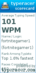 Scorecard for user fortnitegamer1