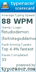 Scorecard for user fortnitegoddemon