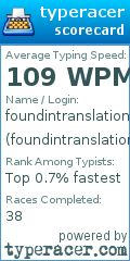 Scorecard for user foundintranslation