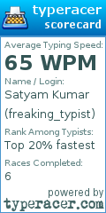 Scorecard for user freaking_typist