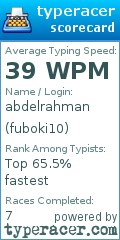 Scorecard for user fuboki10