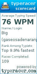 Scorecard for user gaseosadenaranja