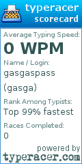 Scorecard for user gasga