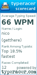 Scorecard for user getthere